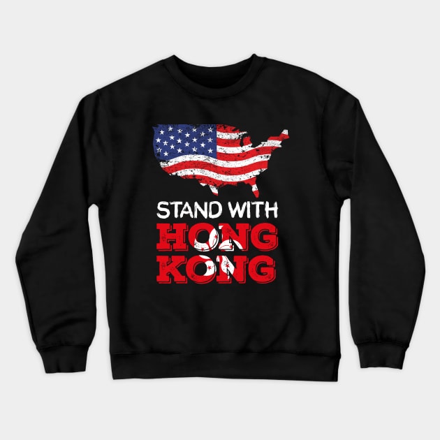 stand with hong kong american flag Crewneck Sweatshirt by hadlamcom